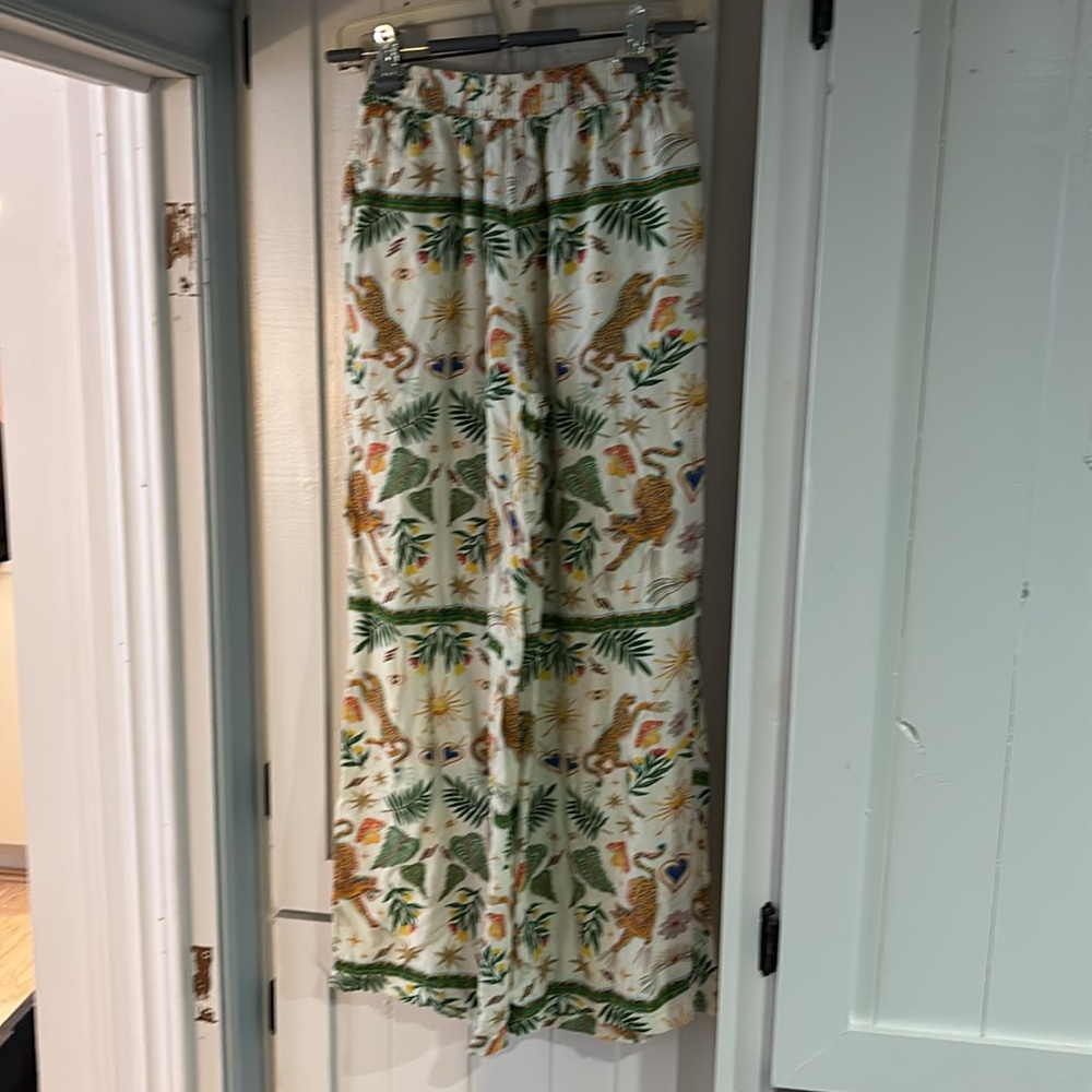 Tropical Print High-waist Pants